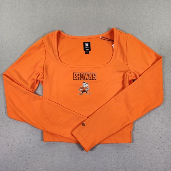 New Era Tops - New Era Women's S Orange Long Sleeve Crop Top Cleveland Browns NFL Football NWT